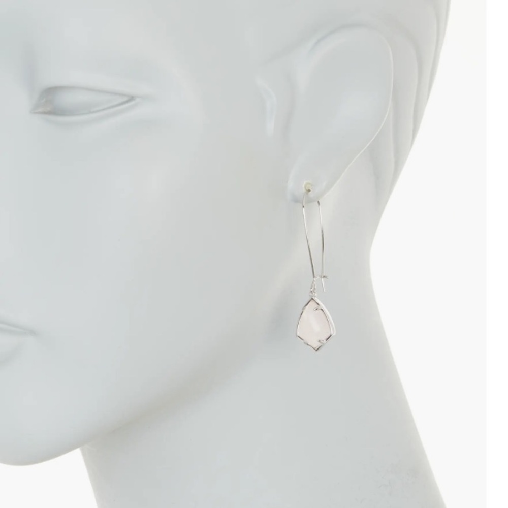 Kendra Scott NWT silver and pink quartz Carrine earrings - Picture 4 of 6